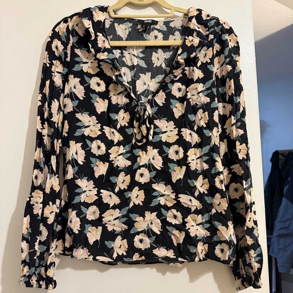 PAIGE Black Floral Blouse